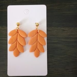 Handmade Fall Orange Leaf Earrings
